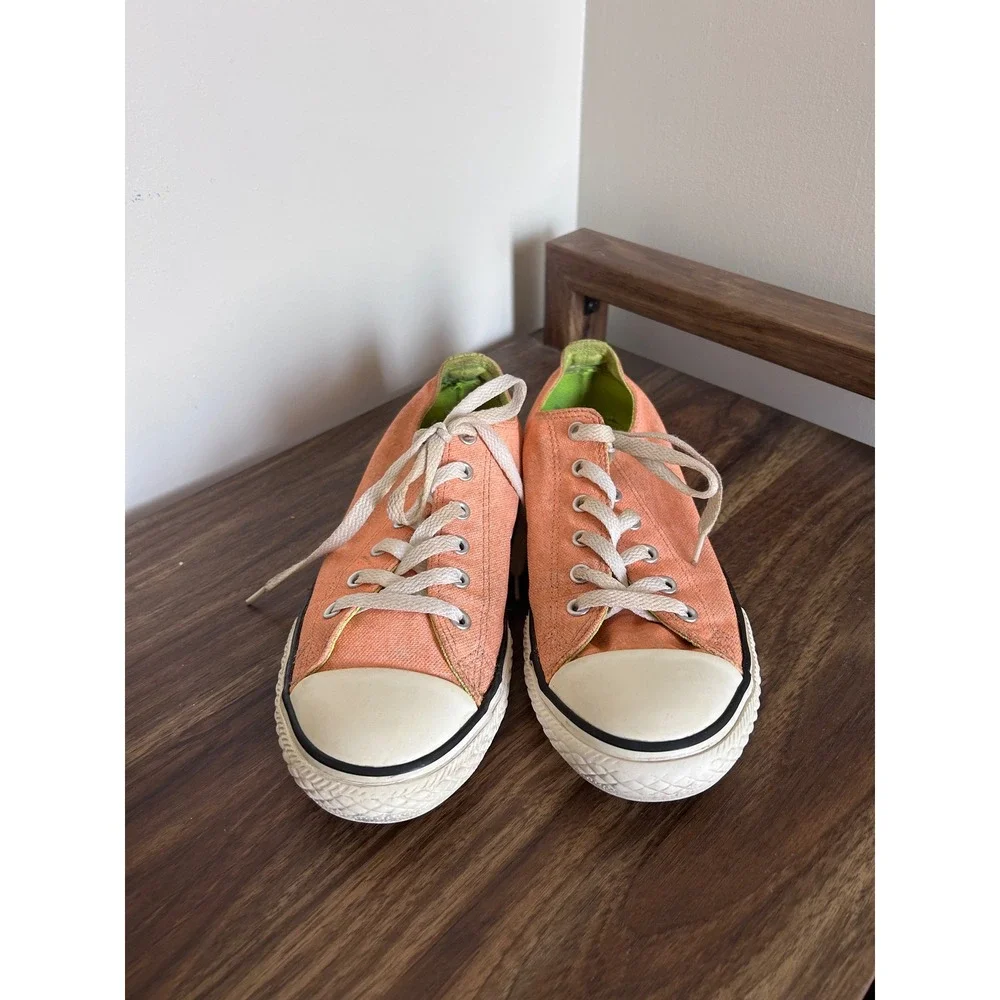 Converse Chuck Taylor All Star Low Top Orange Lime Green Sneakers kid 5/ women 7 - Picture 4 of 8